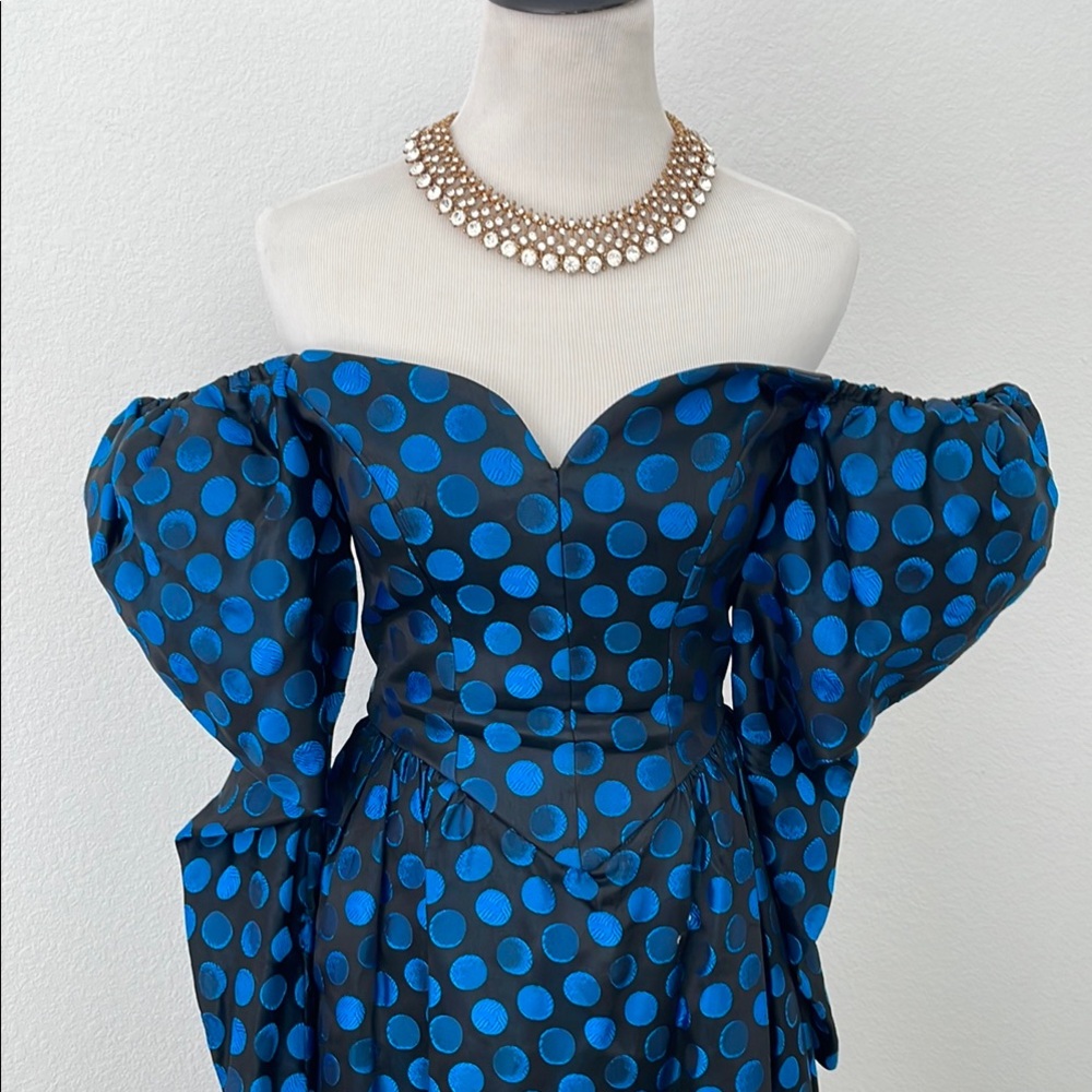 Vintage Victor Costa Moon Phases Evening Gown with Leg of Mutton Sleeves